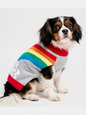 HARRY BARKER Rainbow Knit Mock Turtleneck Dog Sweater